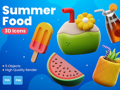 Summer Food 3D Illustrations art artwork coreldraw creative cuberto designer digitalart freelance graphic graphic design graphicdesign graphics illustrator inspiration logodesign motion designer photoshop poster summer vector