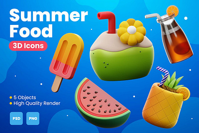 Summer Food 3D Illustrations art artwork coreldraw creative cuberto designer digitalart freelance graphic graphic design graphicdesign graphics illustrator inspiration logodesign motion designer photoshop poster summer vector