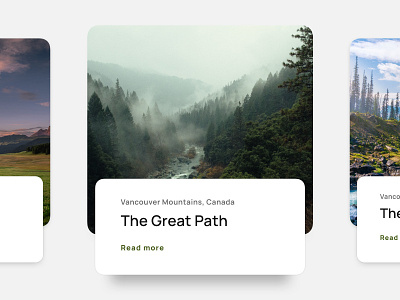 A slider - UI concept block box card cards clean components design system div figma minimal mountains nature photo shadow sketch slider style guide swipe title ui