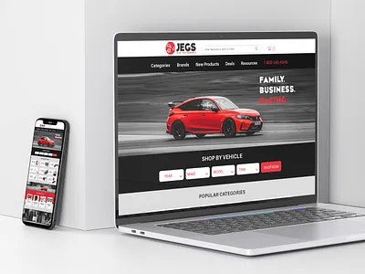 Jegs Website redesign branding cars design graphic design identity illustration laptop logo mockup phone redesign web design