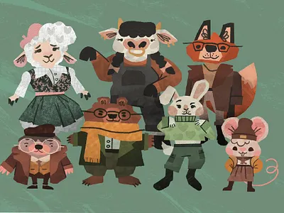 Fashion Friends animal illustration animals character design cute fashion fashion design illustration midcentury modern