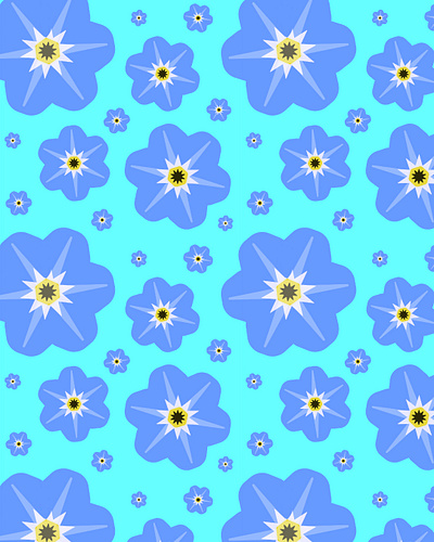 Seamless Forget-me-not Pattern blue blue flower colorful colour colourful design flower flower pattern flower power flowers forget me not forget me nots graphic design illustration pattern pattern design seamless seamless pattern textile vector
