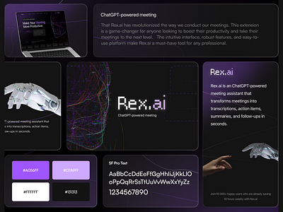 Rex.ai Branding ai artificial intelligence branding graphic design logo meeting minimalist typography ui website