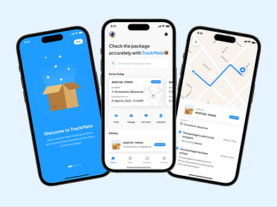 TrackMate - Package Tracking App app clean courier delivery design location map minimal package parcell shipping track package tracking tracking package ui ux