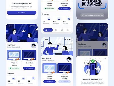EaseCheck - Check-In mobile Apps animation app attendance blue branding character clean design graphic design illustration landing page logo mobile mockup motion graphics scan ui user interface ux website