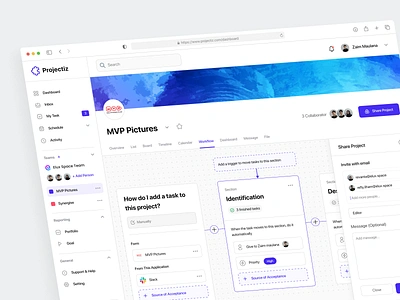 Projectiz - Team Collaboration Dashboard asana attachment collaboration componenent dashboard management organize product productivity progress project project management saas task manager team collaboration timeline trello web app workflow workspace