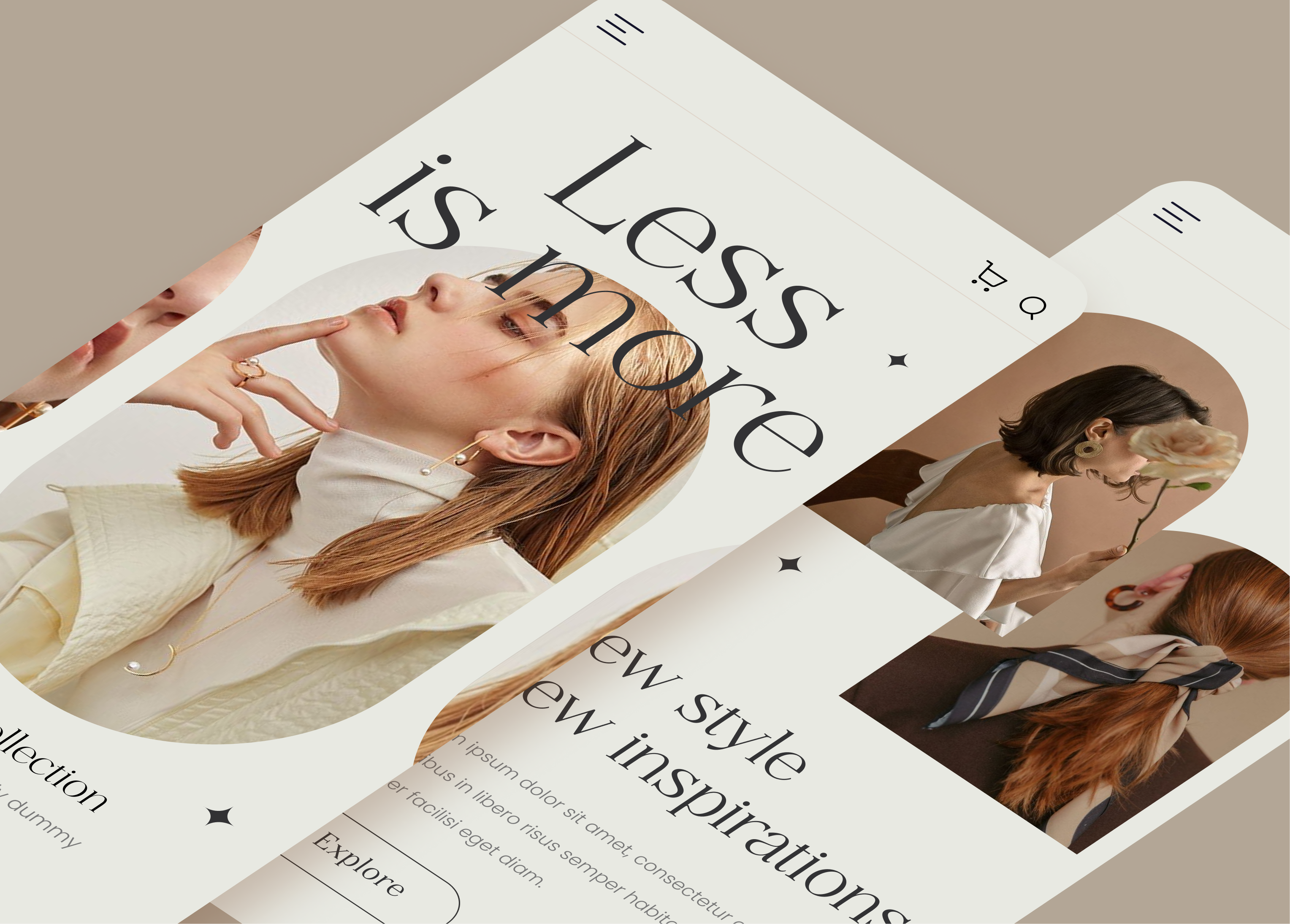 Minimalist fashion app app application beige ecommerce fashion fashion app minimal minimalism minimalistic ui ui design uiux user experience user interface website