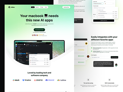 AI tools for macOS ai ai for macos ai landing page ai tools artificial intelegent chat bot chatgpt clean ui landing page macos ui uidesign uiux uxdesign website design