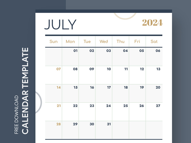 July 2024 Calendar Free Google Docs Template by Free Google Docs