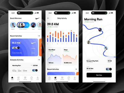 Run App Design app branding colorfull design minimalist run running ui