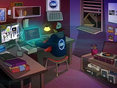Atlantean252_room animation design gifanimation hiphop illustration lofi lofi animation loop animation motiongraphics vector