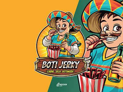 Boti Jerky Mascot Logo branding character foodbranding foodidentity foodlogo identity illustration logo mascot vector