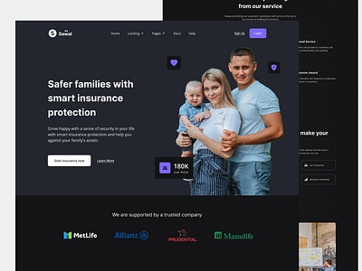 Sawal - Insurance Page / Dark Mode consultant dark mode dark version finance financial fintech healthy hero home page insurance investment landing page multipurpose policy protection theme ui web design