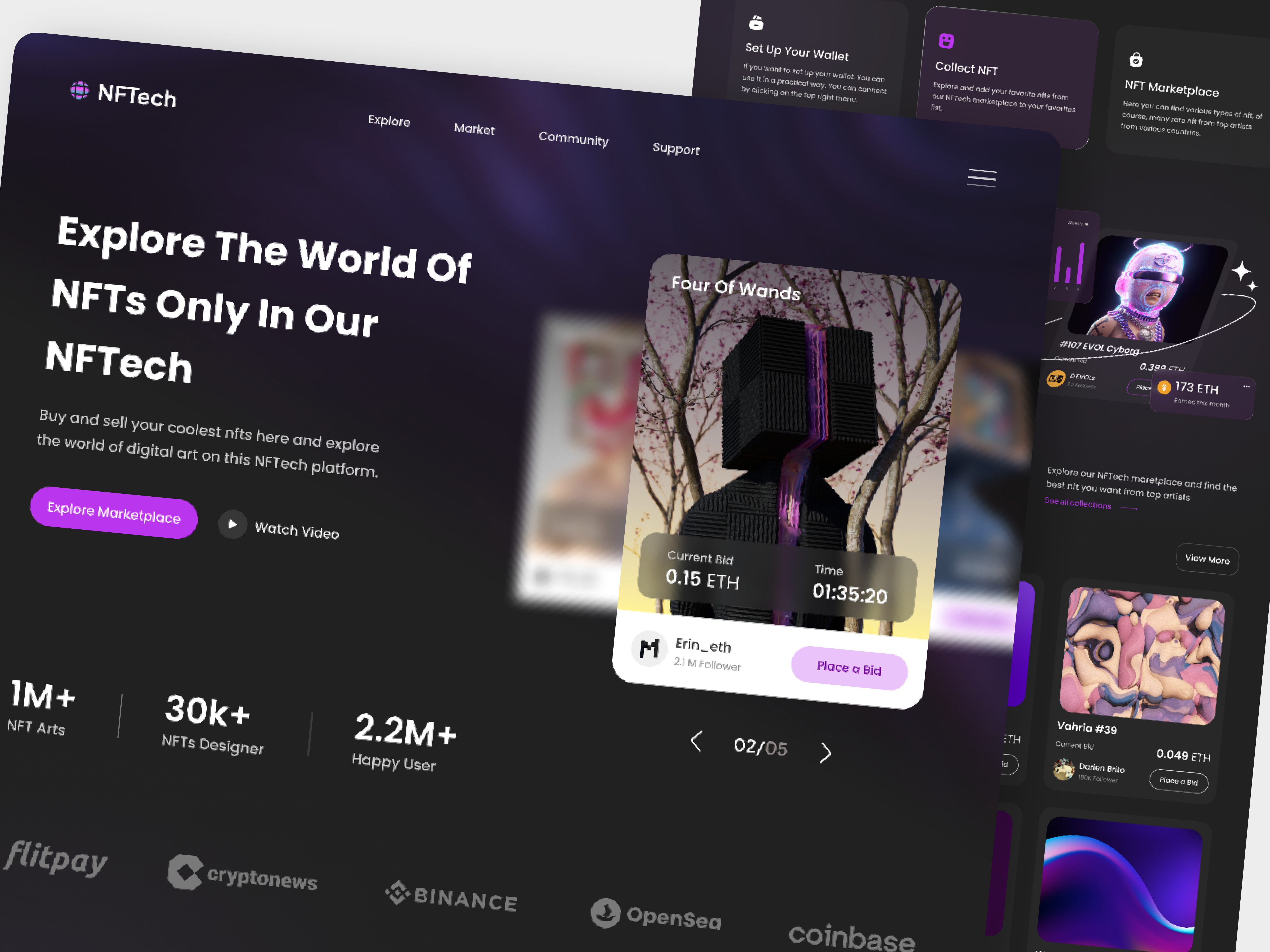 NFTech - NFT Landing Page art crypto ecommerce nft nft landing page nft web nft world technology