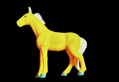 yellow horse on dark background animal horse isolated model photoshopped toy