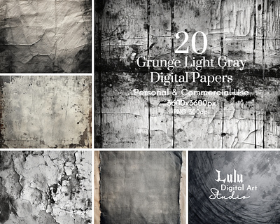 Gritty Essence: 20 Grunge Light Gray Digital Papers abstract backgrounds and fantasy scrapbooking commercial use commercial use illustrations creative projects customizable backgrounds design digital art resources fantasy scrapbooking illustration ui vintage timepieces