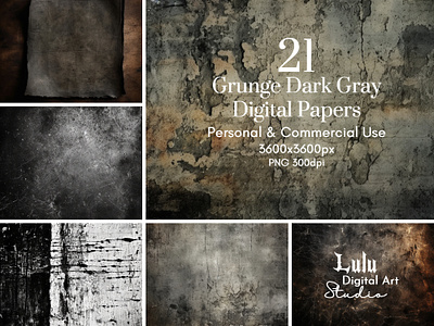Shadowed Grit: 21 Grunge Dark Gray Digital Papers visual storytelling