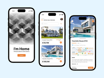 I'm home | Real Estate Mobile App architect blue designer graphic design home homedesign house mobile mobile app orange property real estate ui ux