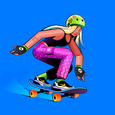 Skateboard Vibes character colourful illustration minimal skateboard skateboard vibes texture vector woman