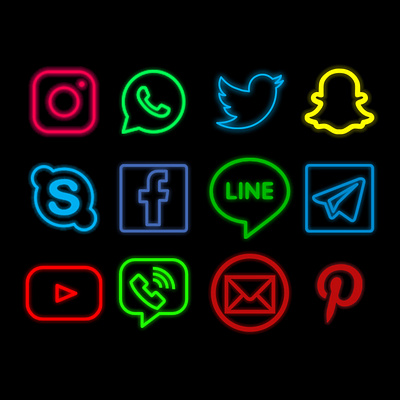 Glowing social media icons design graphic design nglowing social media icons photoshop