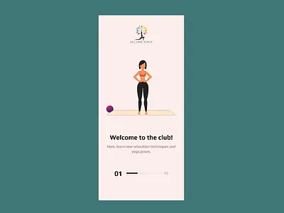 Yoga Onboarding Screens 3 step animation animation app fitness fitnessapp girl minimal mobile app onboarding onboarding animation ui uiux ux yoga yoga app