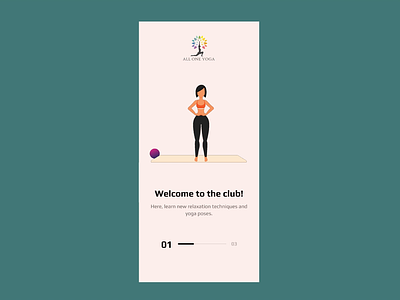 Yoga Onboarding Screens 3 step animation animation app fitness fitnessapp girl minimal mobile app onboarding onboarding animation ui uiux ux yoga yoga app