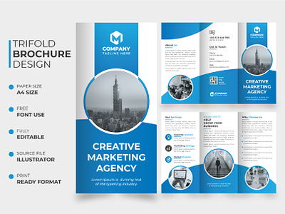 Attractive Tri Fold Brochure Design For Marketing Agency brand identity branding brochure brochure design brochure design canva brochure design freepic brochure design ideas brochure design vector folded folded design free brochure design layout design leaflet design print design print ready tri fold tri fold brochure tri fold brochure design tri fold brochure template free