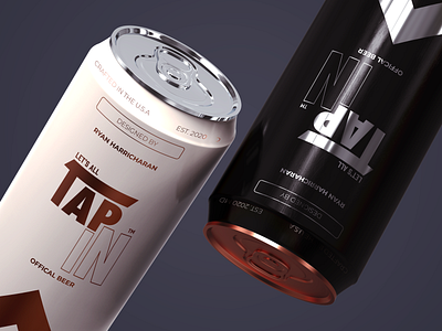 Lets Tap In - Beer Can Design *CNCPT* beer black branding can design chrome design gold graphic design logo mockup packaging design rose typography vector