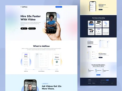 Jobflow - Video-Based Job App Landing Page career clean employment find job hire hire us hiring hiring platform hiring web platform job finder job finder website job listing job platform job portal job seeker jobs platform recruitment uiux