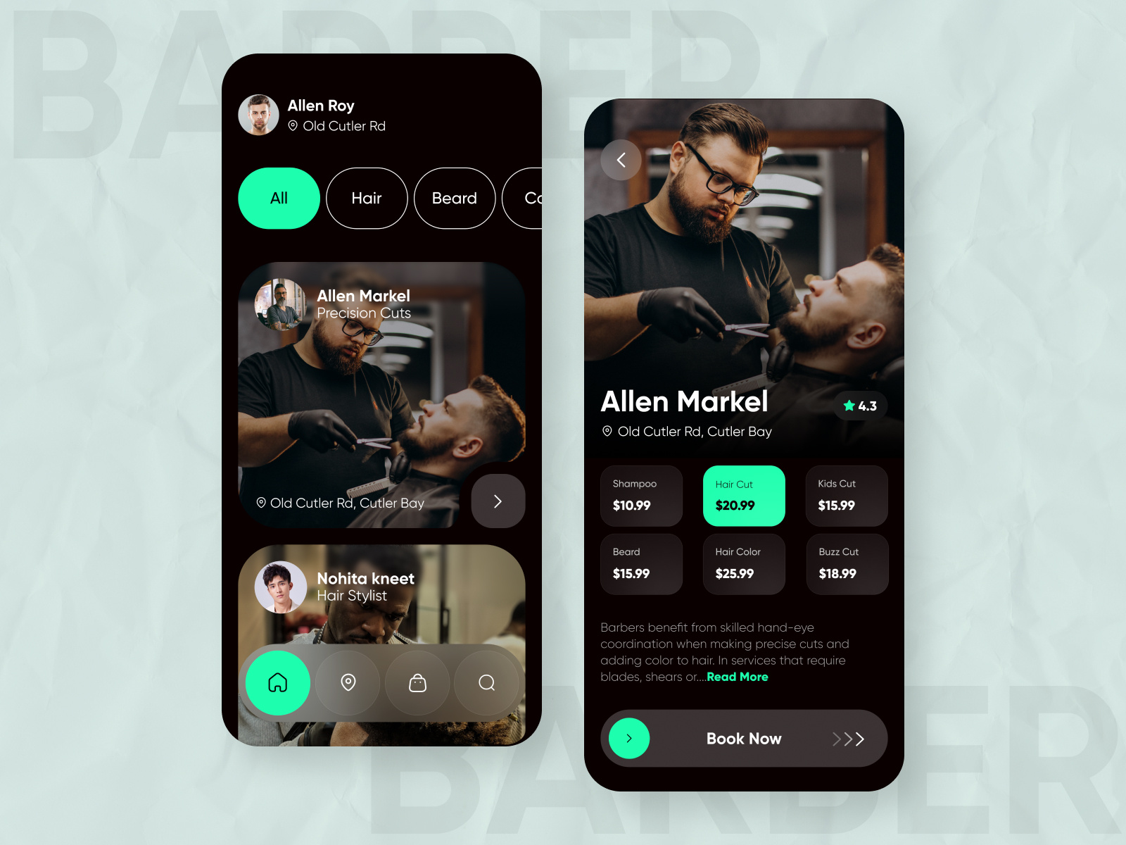 Online Booking App Design for Barbers by MQoS UI/UX for MultiQoS on