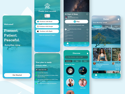 Meditation App (UI - UX) Design adobe xd app design application figma fitness app landing page meditation app ui ux