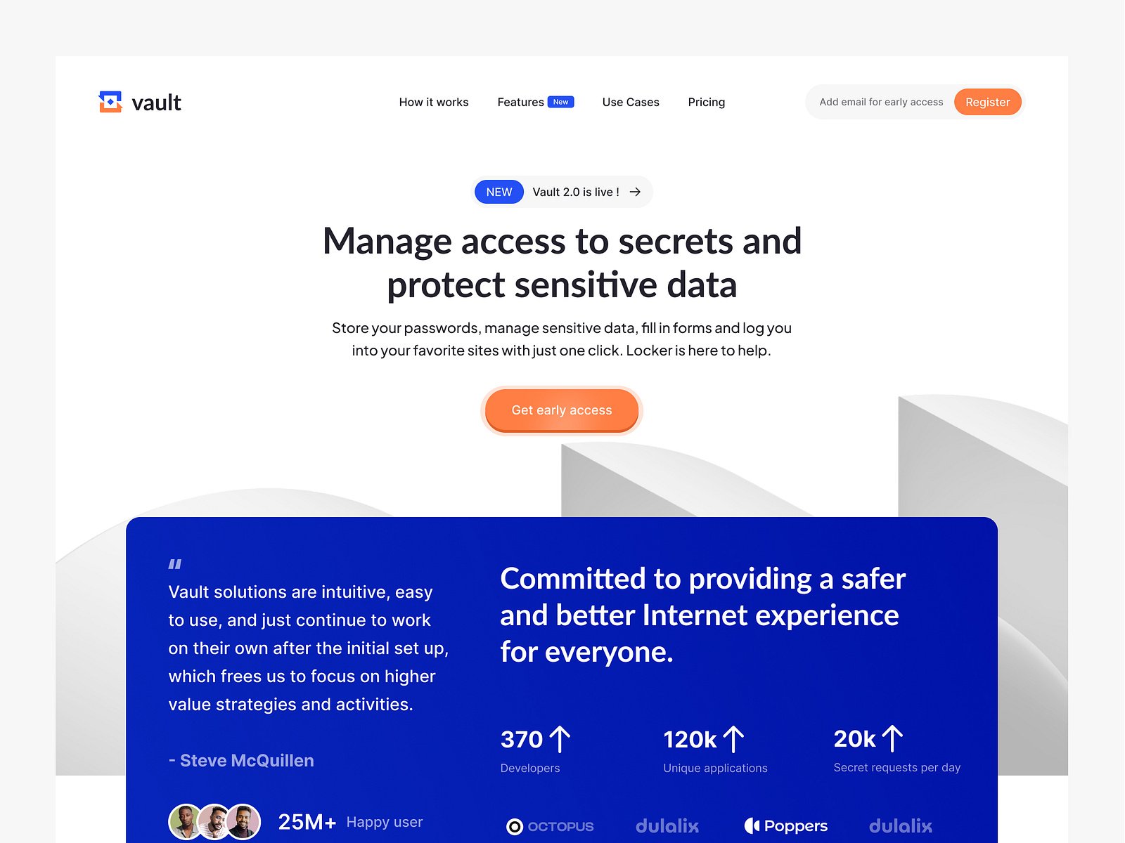 VaultLanding page design by Sharzil Alve on Dribbble