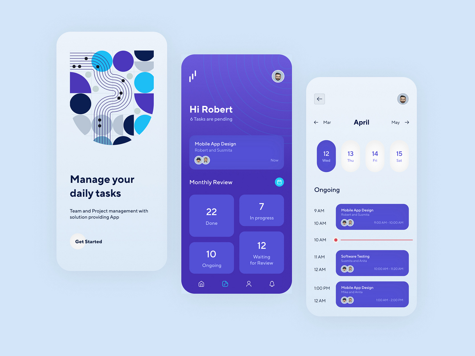 Task Management App UI by David Pipaliya on Dribbble