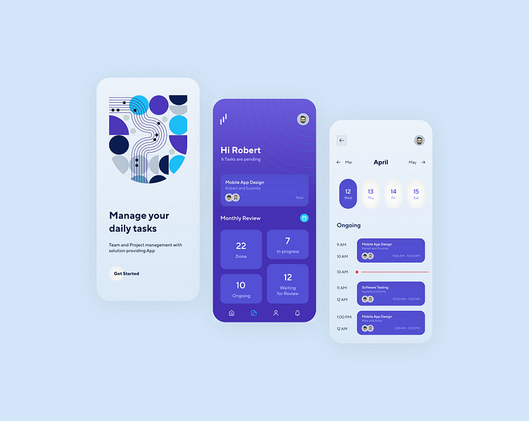 Task Management App UI by David Pipaliya on Dribbble