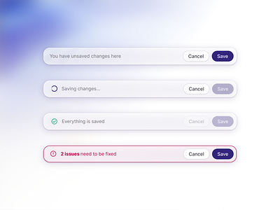 Settings - action bar action bar component component states design error feedback saving interaction settings success ui ui component