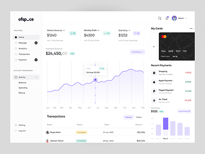 Personal Dashboard Design bank app banking business dashboard design e wallet fintech fintechstartup investment money ofspace payments product product design startups transaction ui withdraw