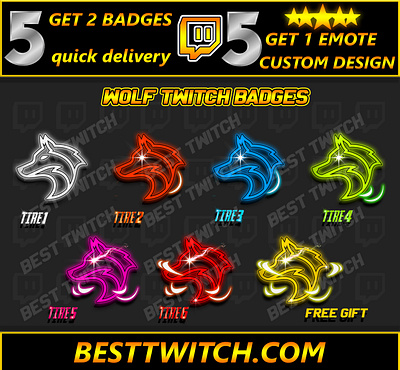 lightning Wolf badges for sale twitch discord youtube best twitch badges branding design flair badges graphic design illustration logo motion graphics new badges sub badges ui wolf wolf bit badges wolf emotes wolf flair