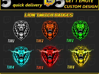 Lion sub badges free download discord, twitch and youtube animation best twitch badges branding design flair lion badges free lion badges graphic design illustration lion lion badges lion emotes logo motion graphics new badges sub badges twitch lion badges twitch lion emotes ui