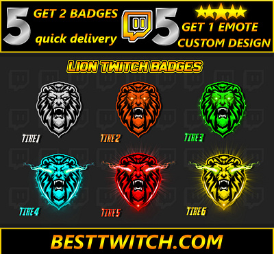 Lion sub badges free download discord, twitch and youtube animation best twitch badges branding design flair lion badges free lion badges graphic design illustration lion lion badges lion emotes logo motion graphics new badges sub badges twitch lion badges twitch lion emotes ui