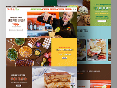 Grill - Grill & Bar Restaurant Landing Page Website brand branding clean design drink flat food graphic design illustration logo minimal photoshop restaurant ui ux vector web web design website