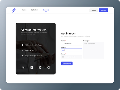 Contact page 100 days ui challenge contact page contact ui daily ui challenge design illustration logo ui ui design ui design challenge ux