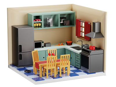Tiny Kitchen 3D 3d 3d icons 3d illustration 3d kitchen anim8ive appliance kitchen realistic 3d icons