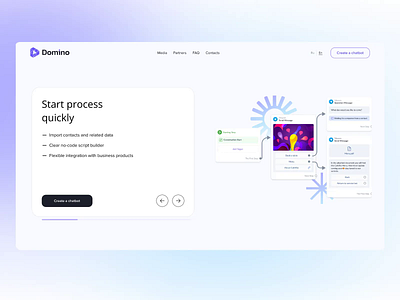 Slider for Domino blue blur branding chatbot flow illustration light minimal simple ui