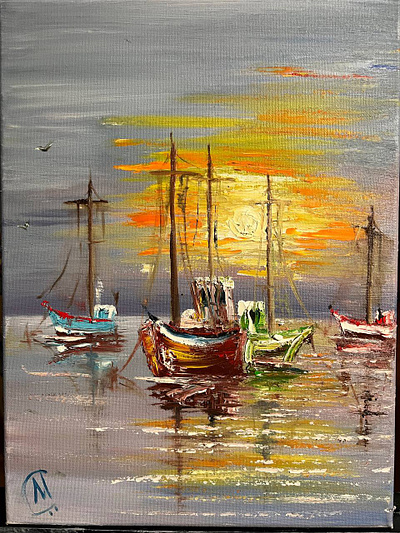 Boats (oil) art painting