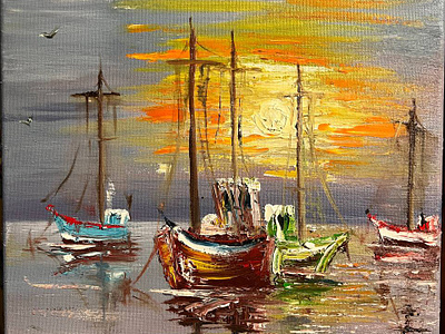 Boats (oil) art painting