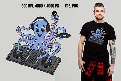 DJ Octopus cartoon dj graphic design illustration octopus vector