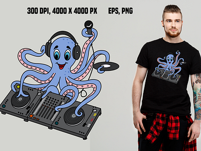 DJ Octopus cartoon dj graphic design illustration octopus vector