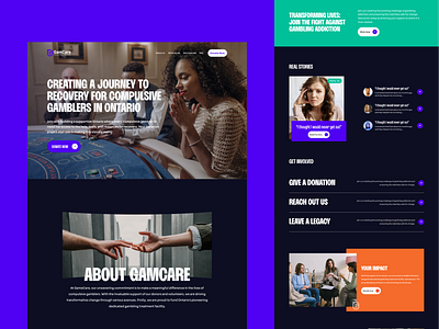 Gambling Care Website colors darkmode design minimal trend ui ux web webdesign website