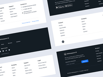 Footer Collection UI - Whistespace UI #21 dark mode design figma footer footer design footer ui footer ui design footer ux footer website ui design ux design web design web footer website footer ui whitespace ui
