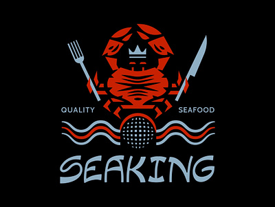 Seaking badge branding crab geometric illustration lettering logo restaurant seafood